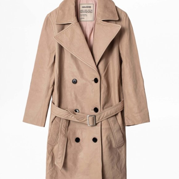 ZADIG & VOLTAIRE MIAD LEATHER TRENCH COAT 38 - Picture 5 of 9